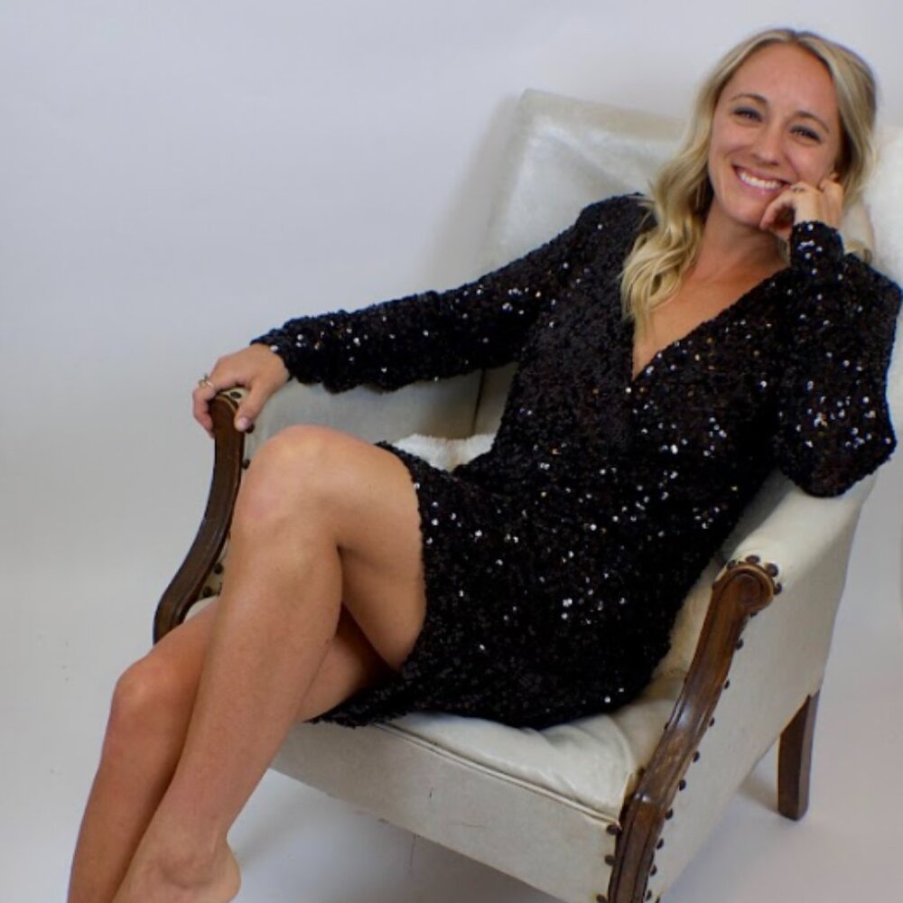 Sequin Deep Long Sleeve